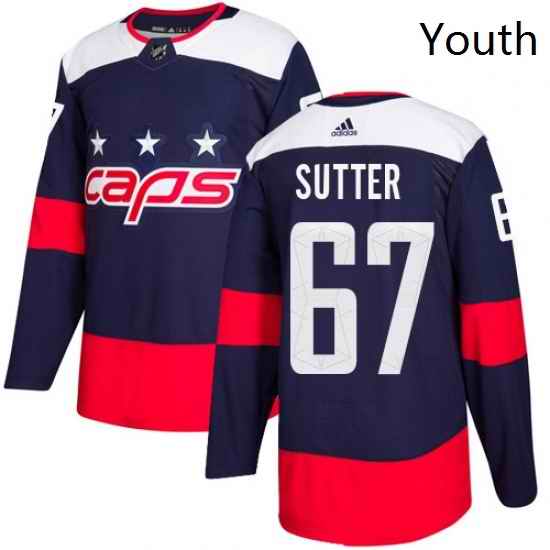 Youth Adidas Washington Capitals 67 Riley Sutter Authentic Navy Blue 2018 Stadium Series NHL Jerse